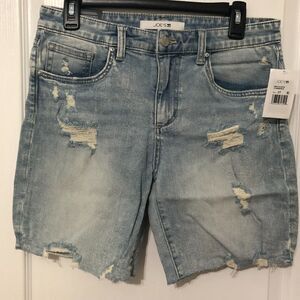 Joes Womens Shorts Size 27 Blue‎ Denim Skinny Acid Wash 5 Pocket Distressed NWT